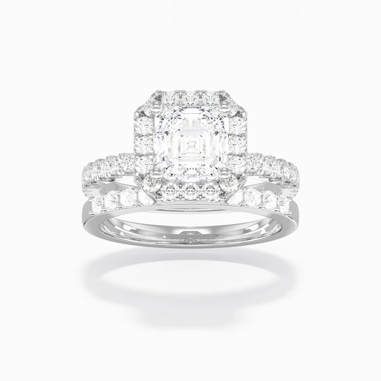 925 Sterling Silver Moissanite Wedding Ring Set