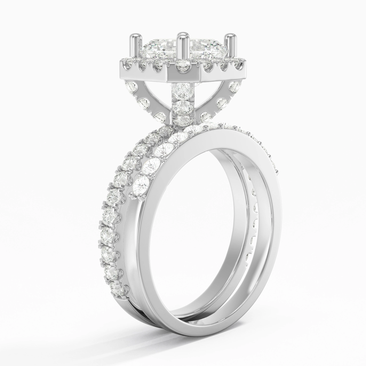 925 Sterling Silver Moissanite Wedding Ring Set