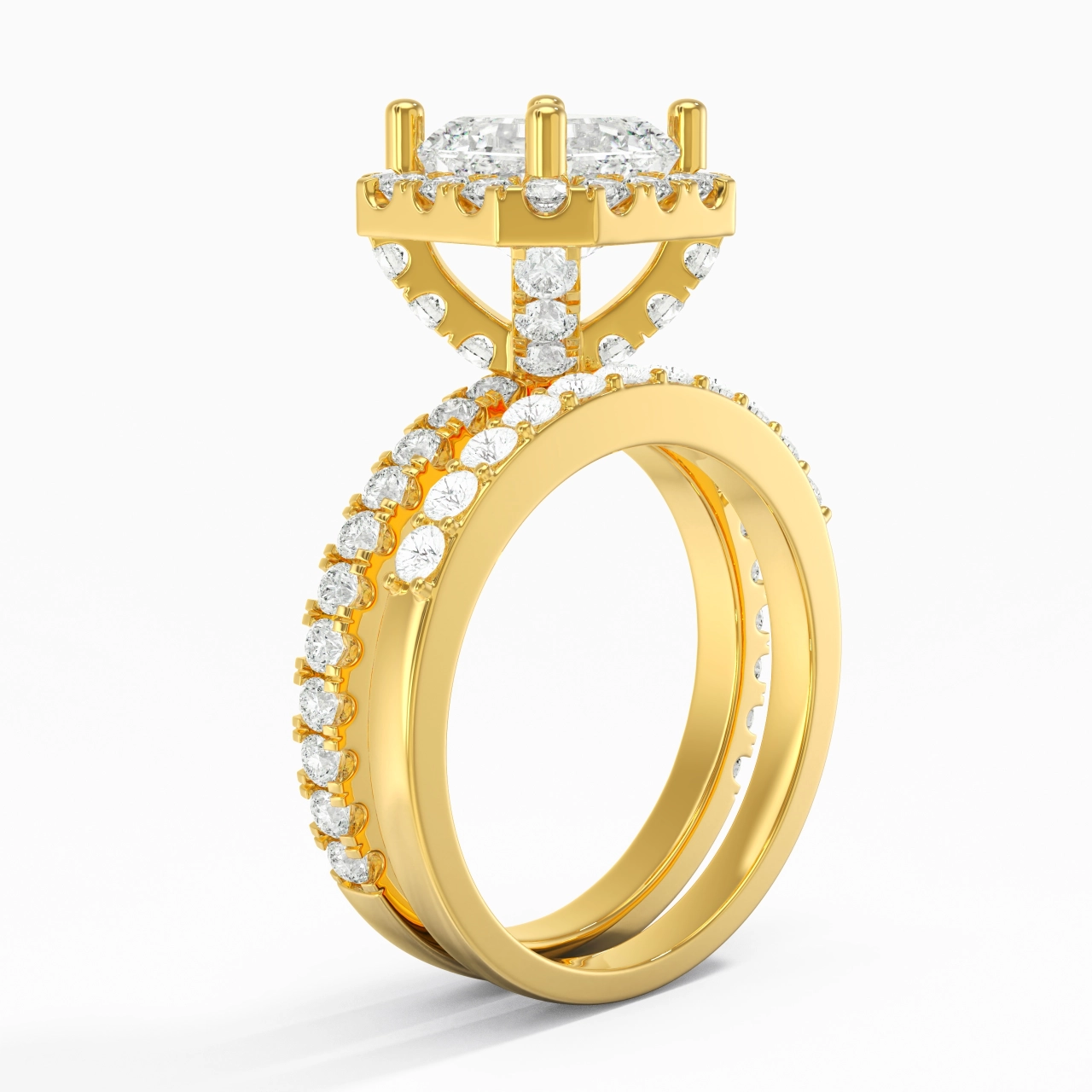 14K Gold Moissanite Wedding Ring Set