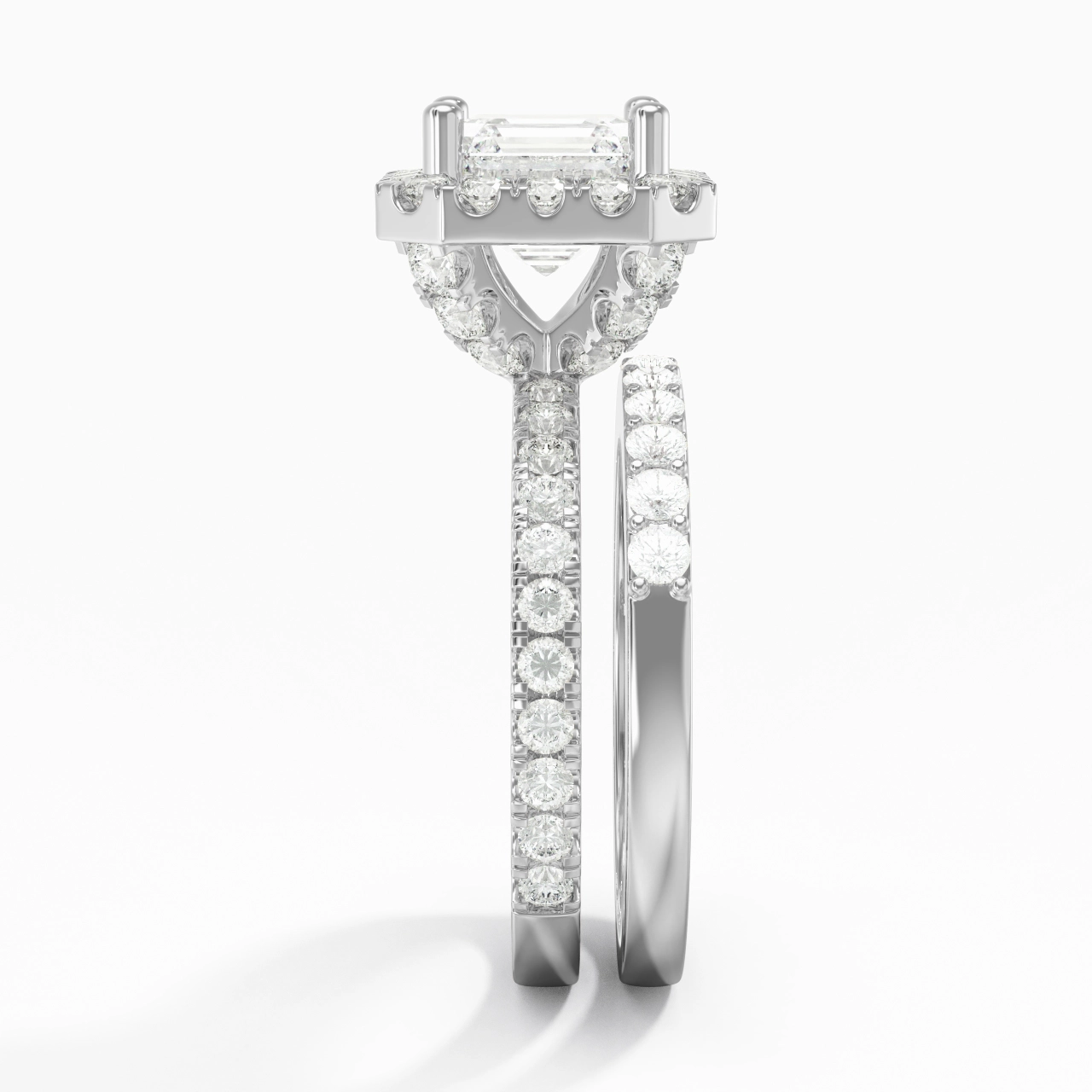 925 Sterling Silver Moissanite Wedding Ring Set