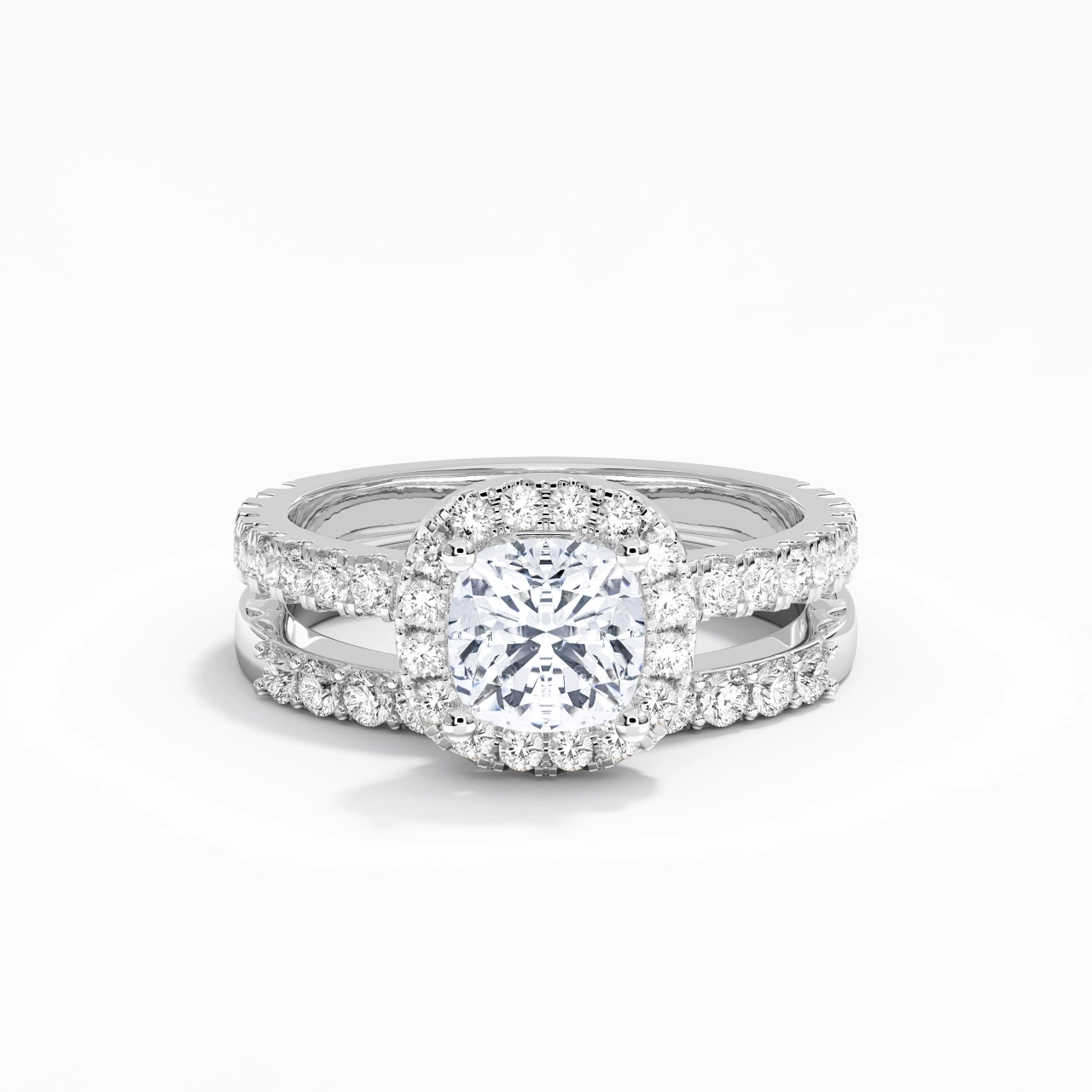 925 Sterling Silver Moissanite Wedding Ring Set