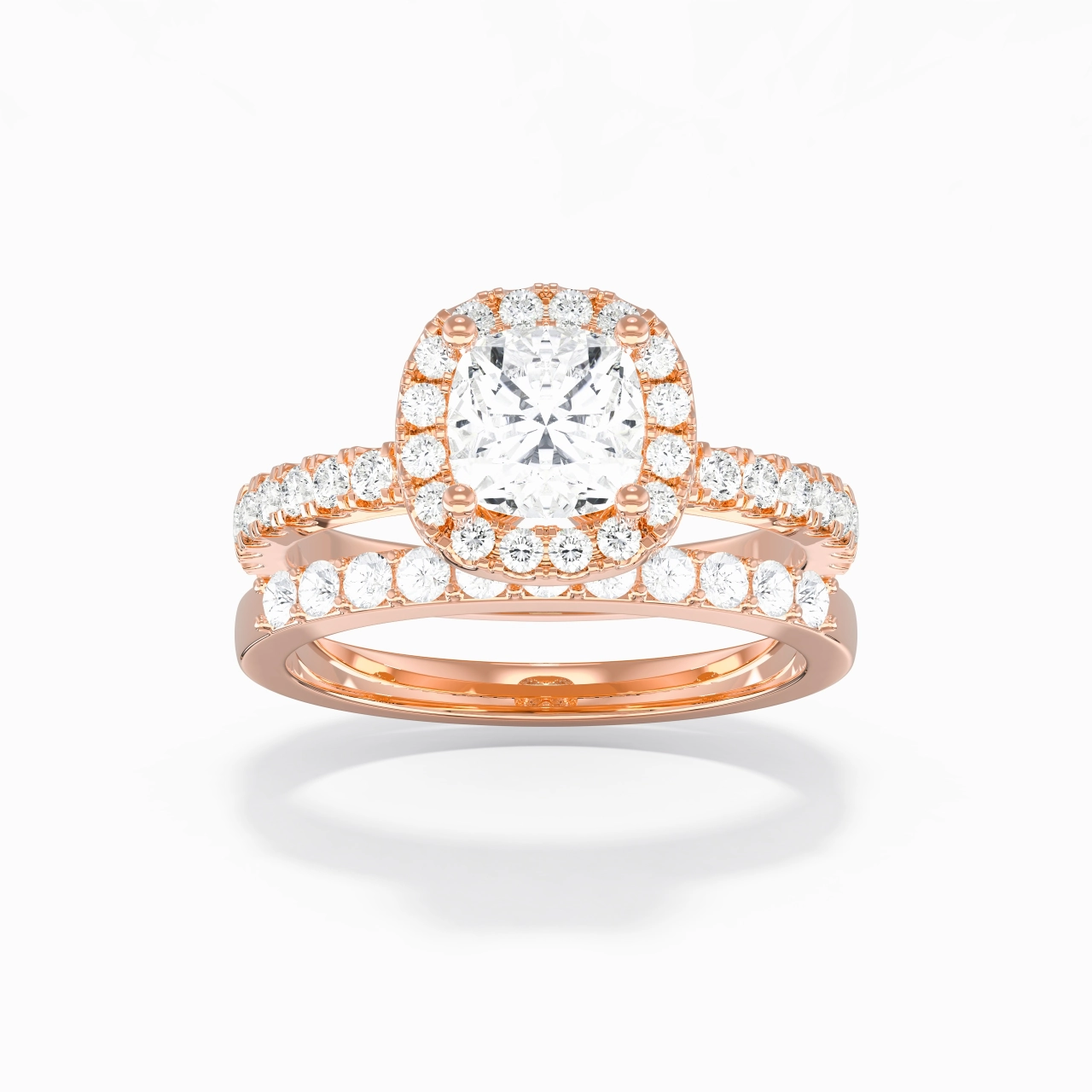 18K Rose Gold Moissanite Wedding Ring Set