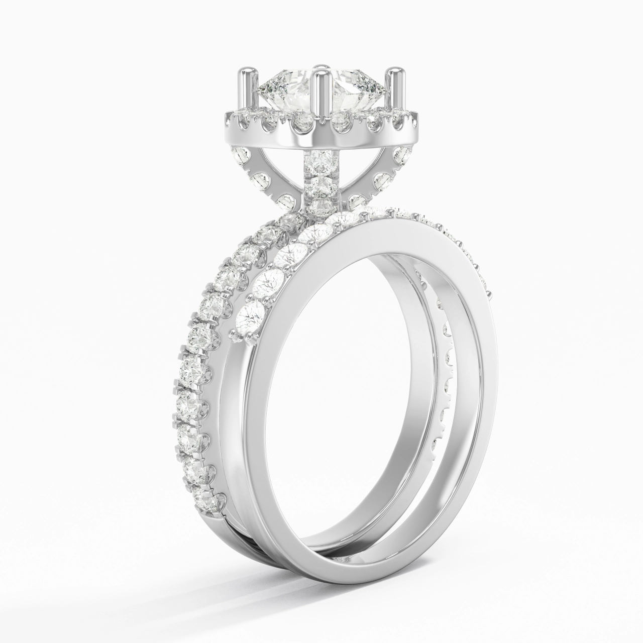 925 Sterling Silver Moissanite Wedding Ring Set