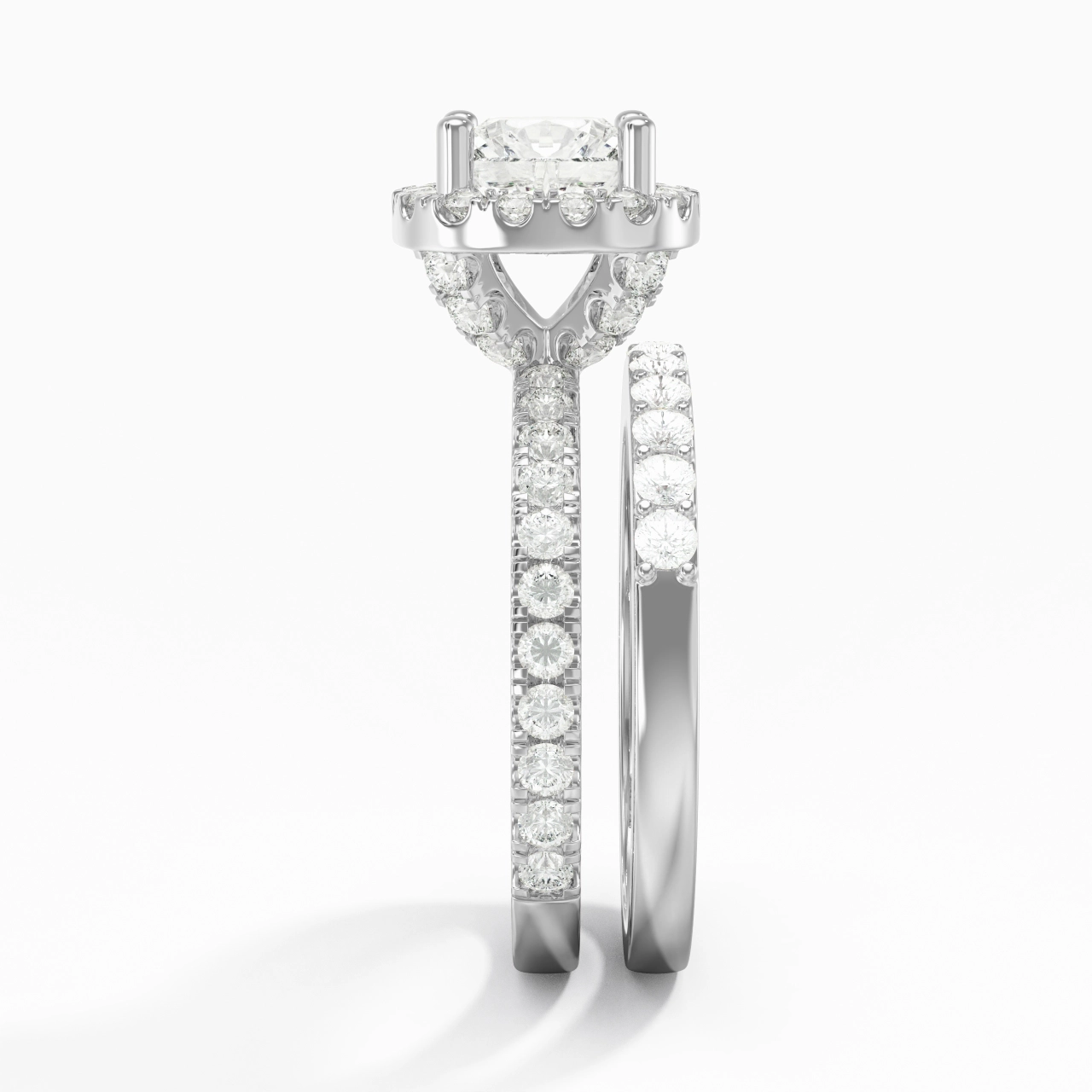 925 Sterling Silver Moissanite Wedding Ring Set