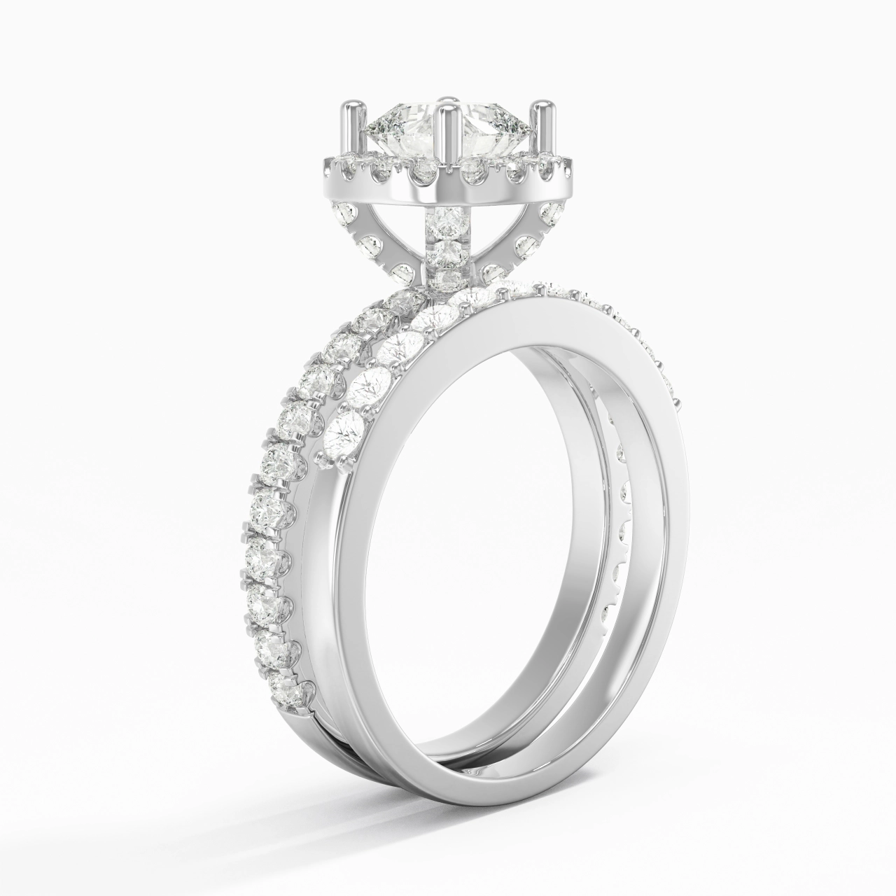 925 Sterling Silver Moissanite Wedding Ring Set