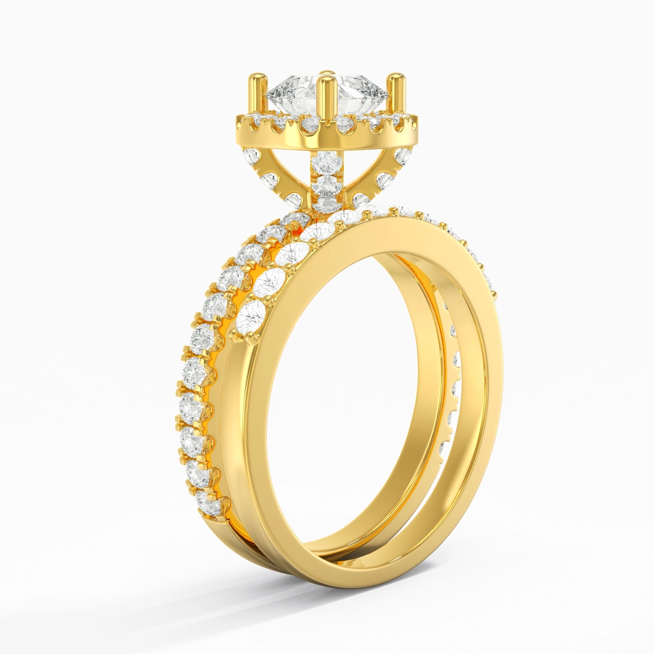 14K Gold Moissanite Wedding Ring Set