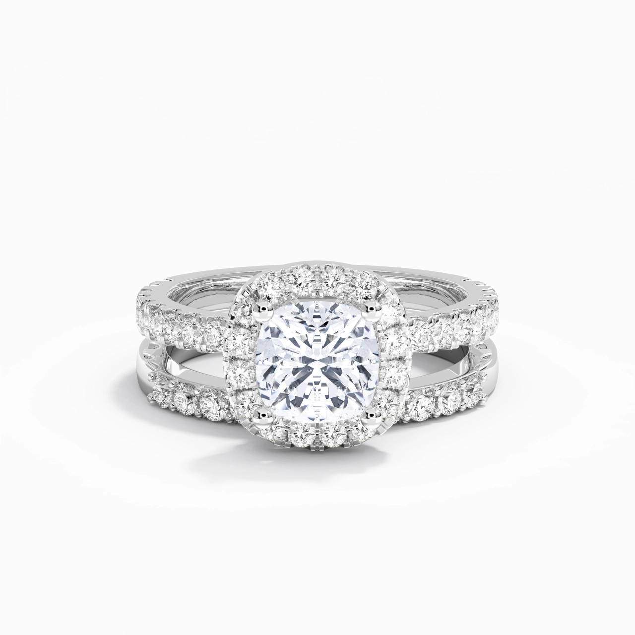 925 Sterling Silver Moissanite Wedding Ring Set