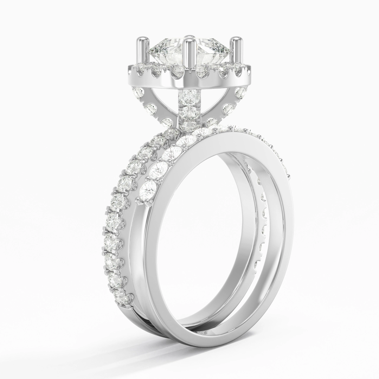 925 Sterling Silver Moissanite Wedding Ring Set