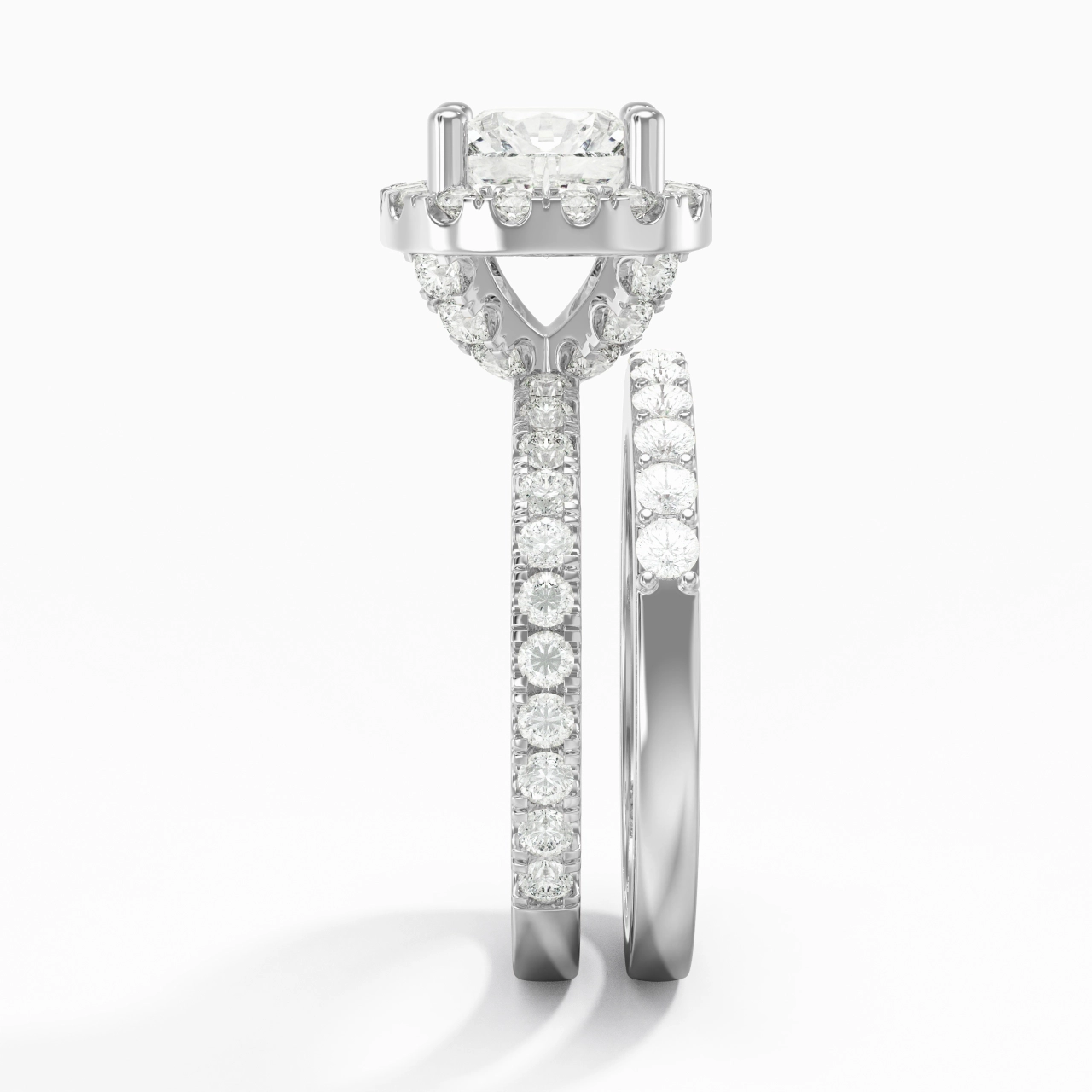 925 Sterling Silver Moissanite Wedding Ring Set