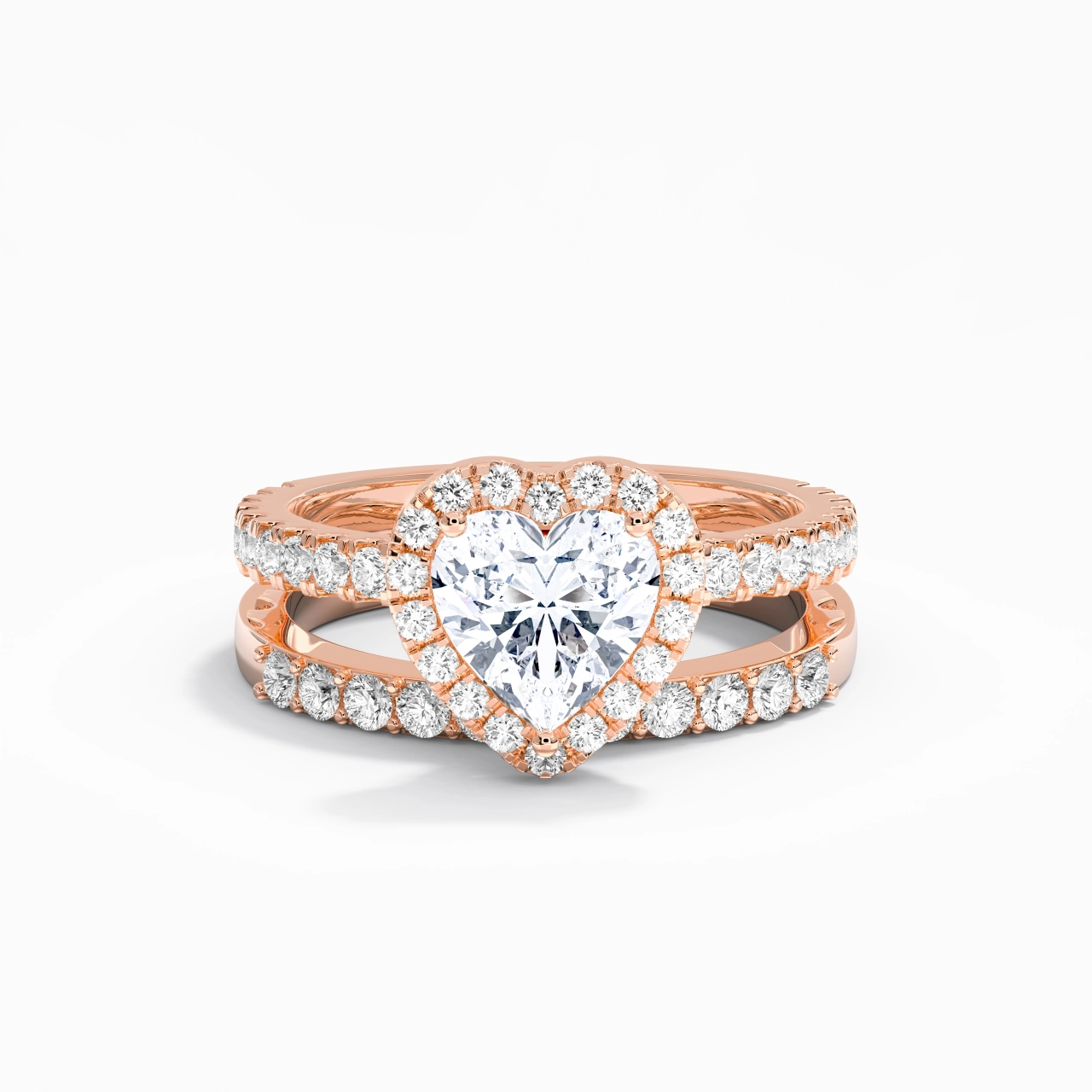 14K Rose Gold Moissanite Wedding Ring Set