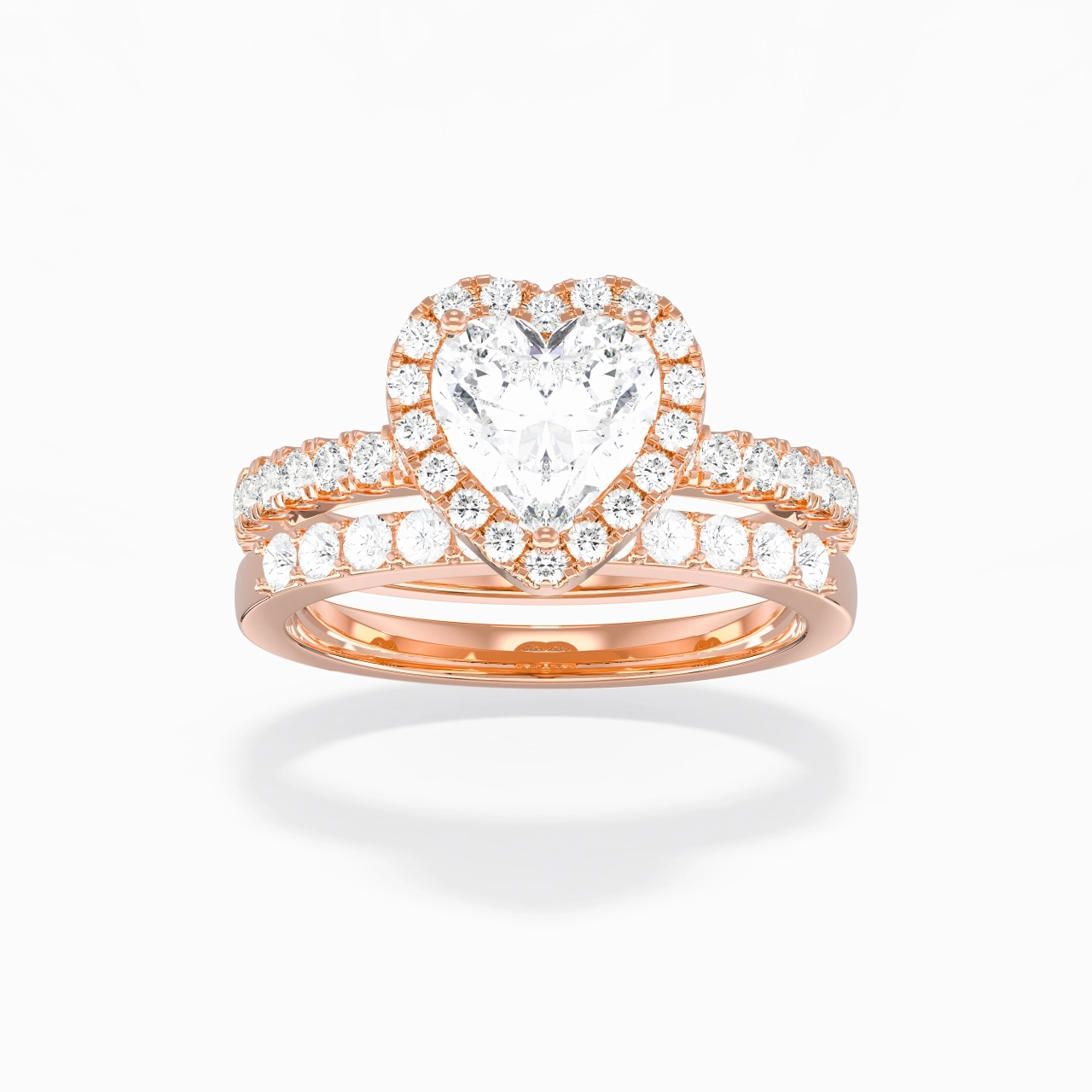 14K Rose Gold Moissanite Wedding Ring Set