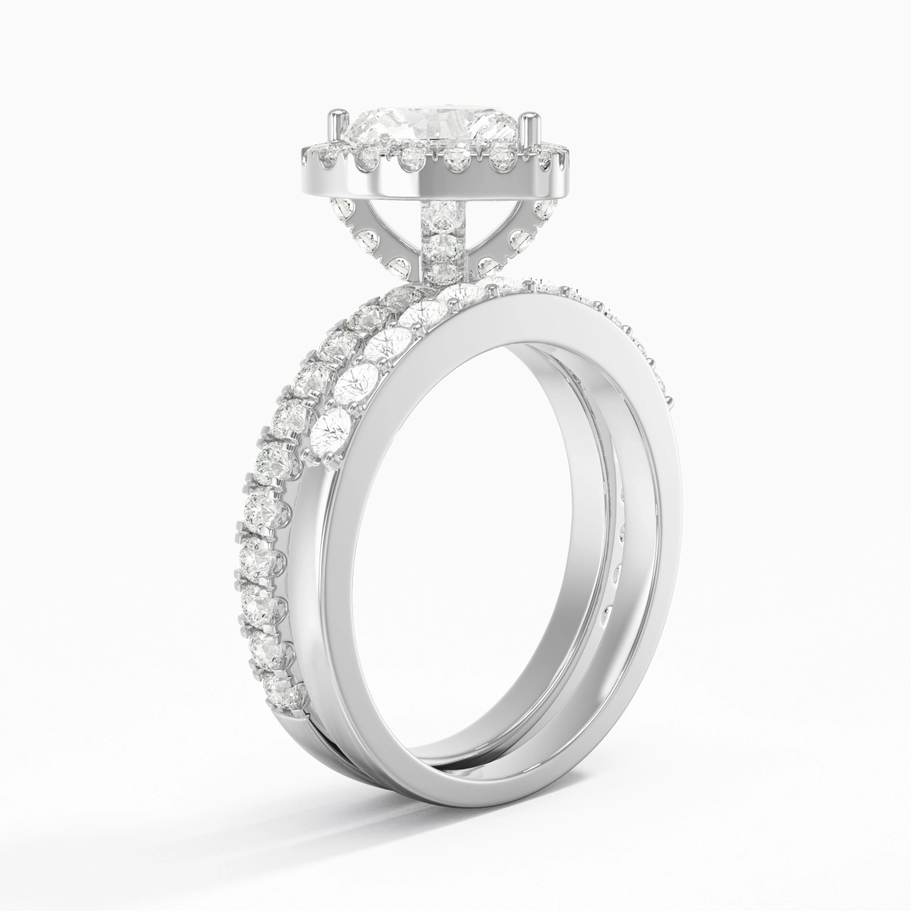 925 Sterling Silver Moissanite Wedding Ring Set