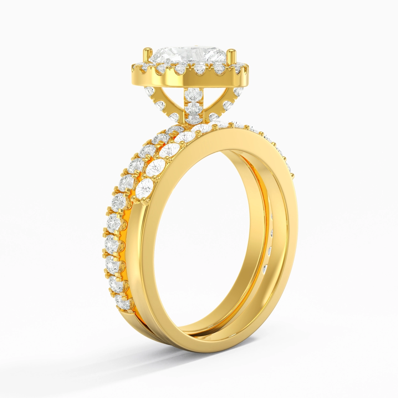 14K Gold Moissanite Wedding Ring Set