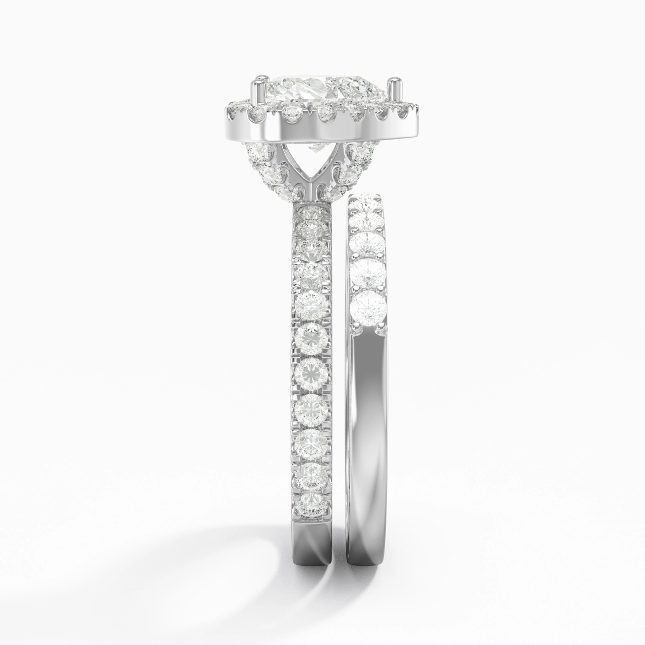 925 Sterling Silver Moissanite Wedding Ring Set