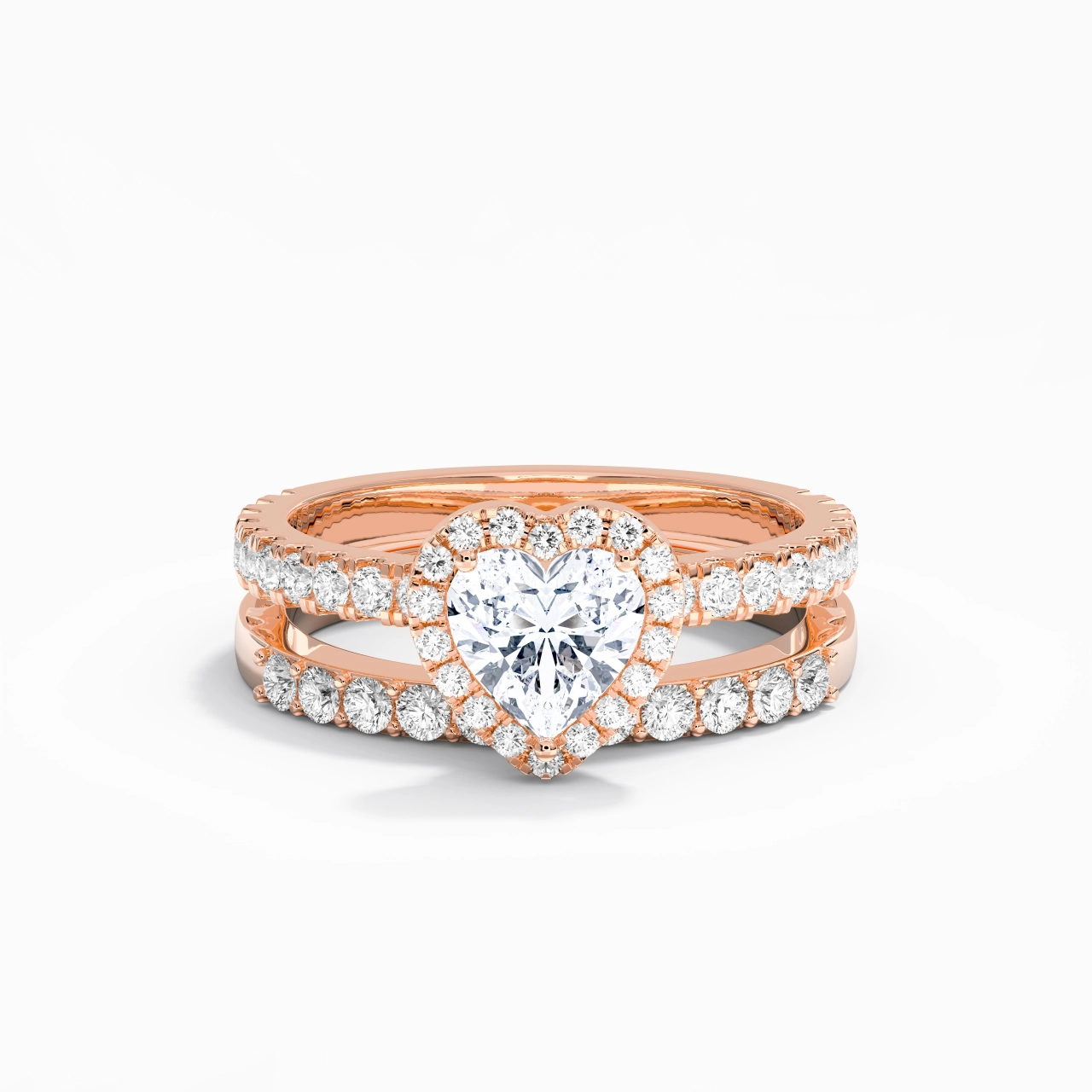 18K Rose Gold Moissanite Wedding Ring Set