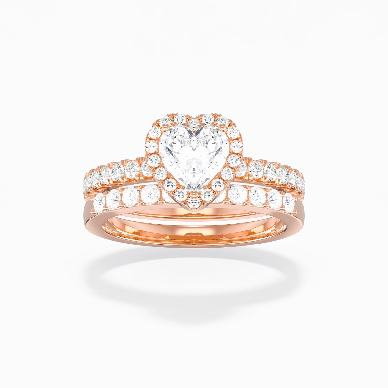 18K Rose Gold Moissanite Wedding Ring Set
