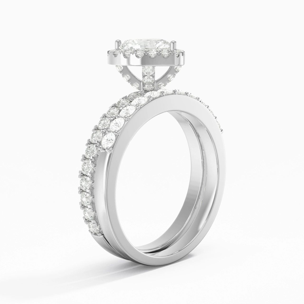 925 Sterling Silver Moissanite Wedding Ring Set