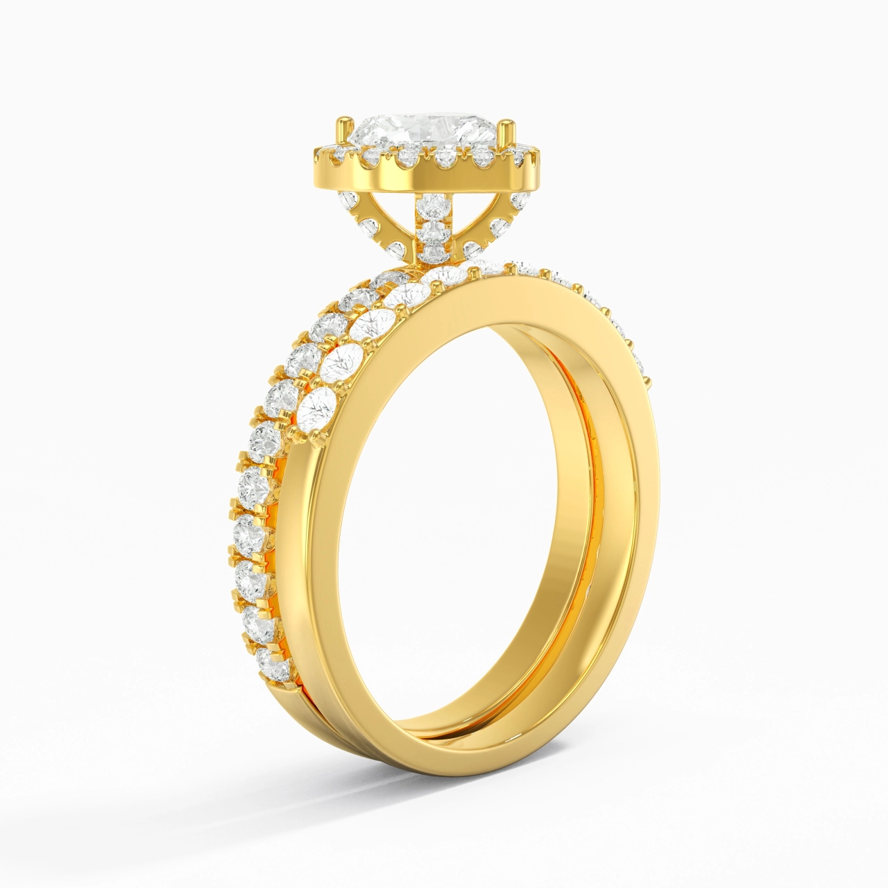 14K Gold Moissanite Wedding Ring Set