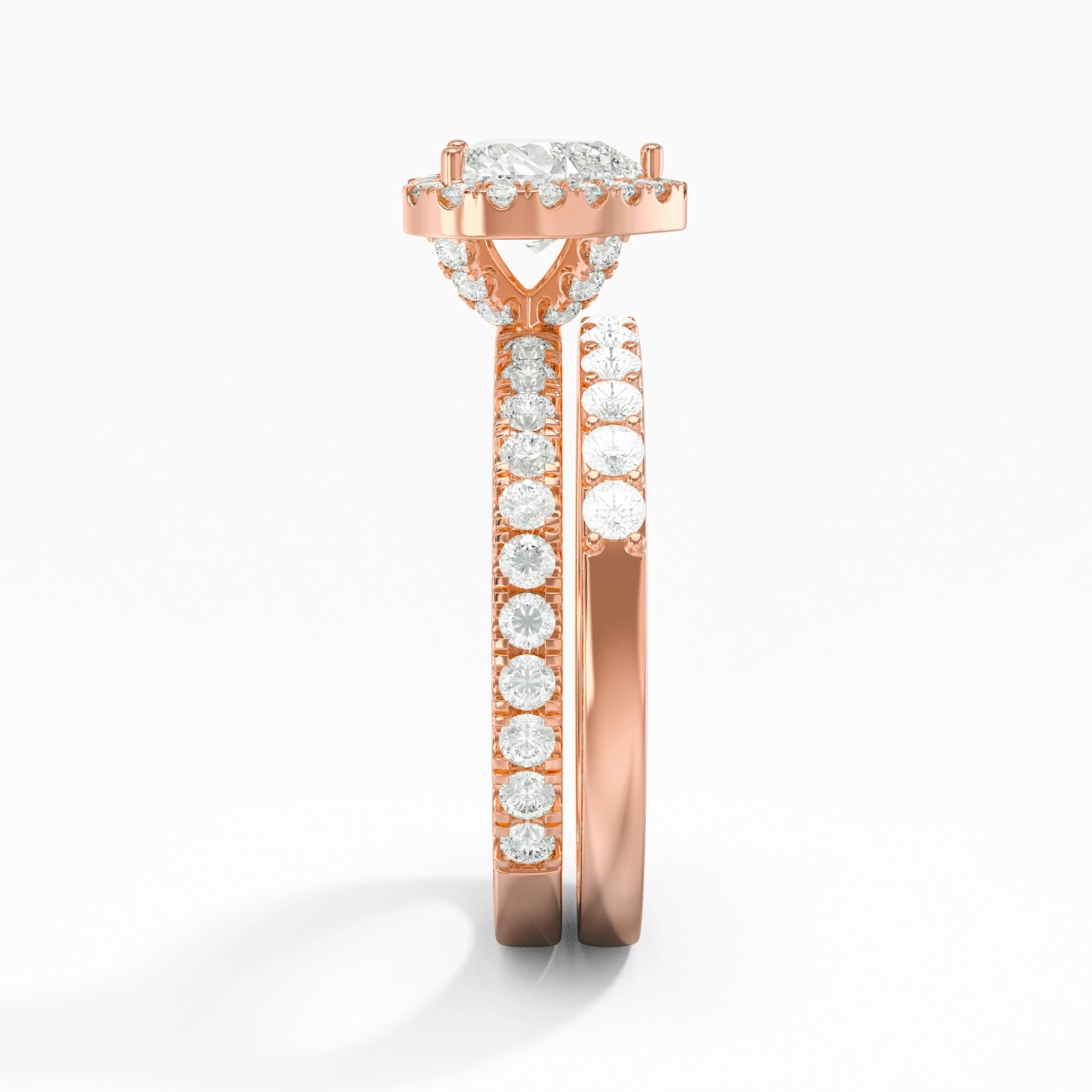 18K Rose Gold Moissanite Wedding Ring Set