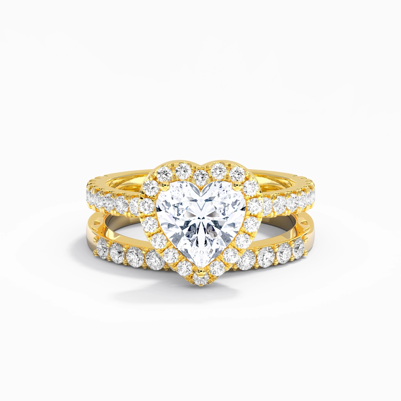 18K Gold Moissanite Wedding Ring Set