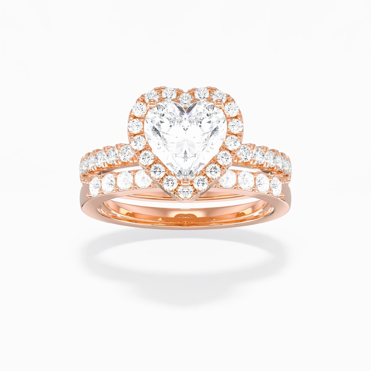 14K Rose Gold Moissanite Wedding Ring Set