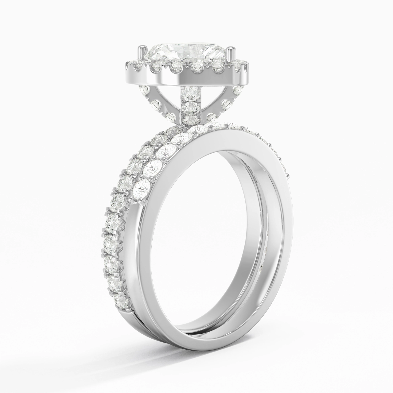 925 Sterling Silver Moissanite Wedding Ring Set