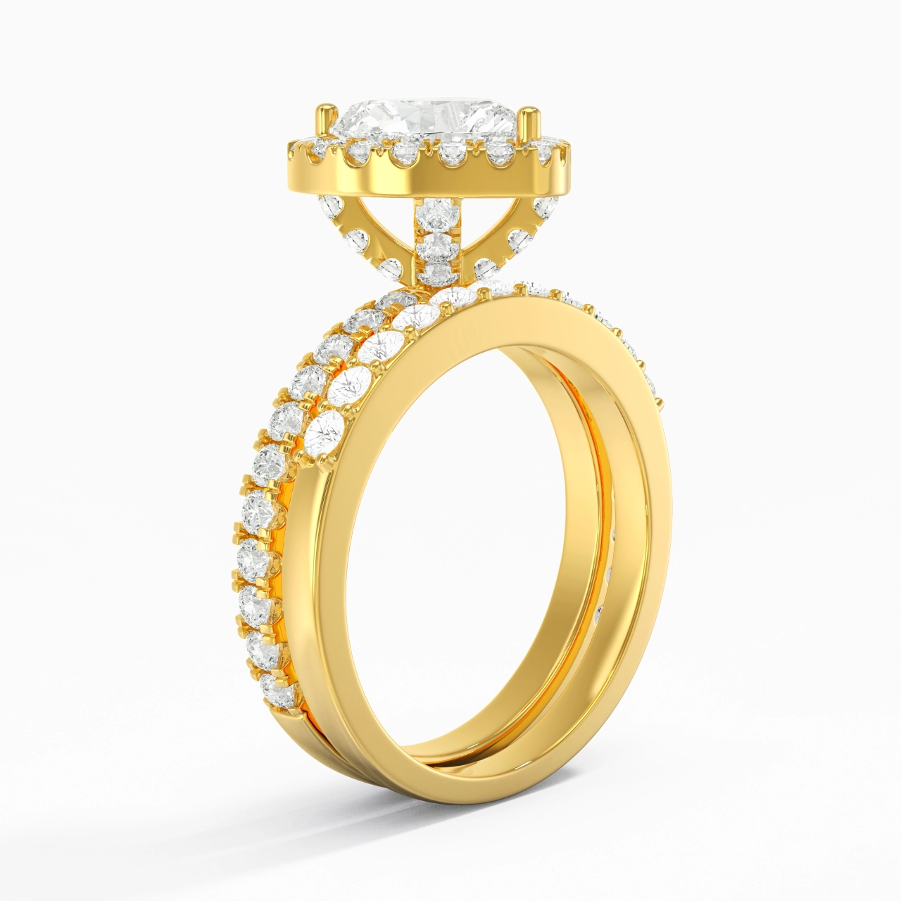 18K Gold Moissanite Wedding Ring Set
