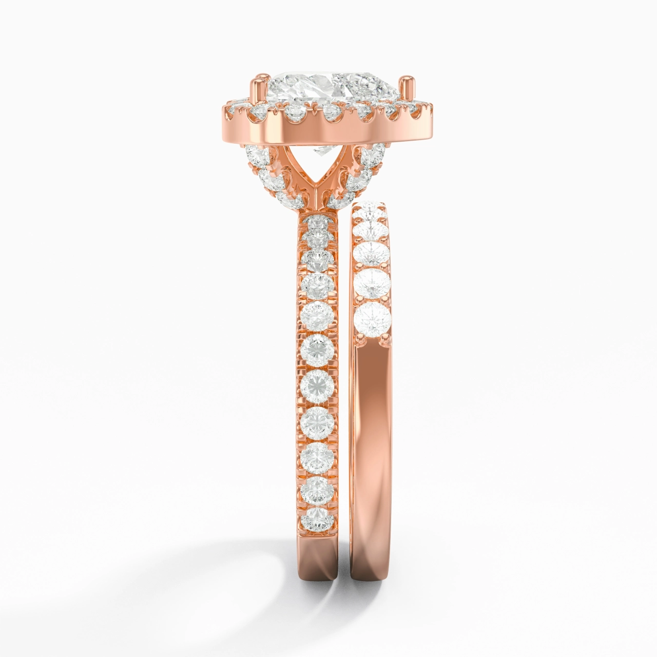 14K Rose Gold Moissanite Wedding Ring Set