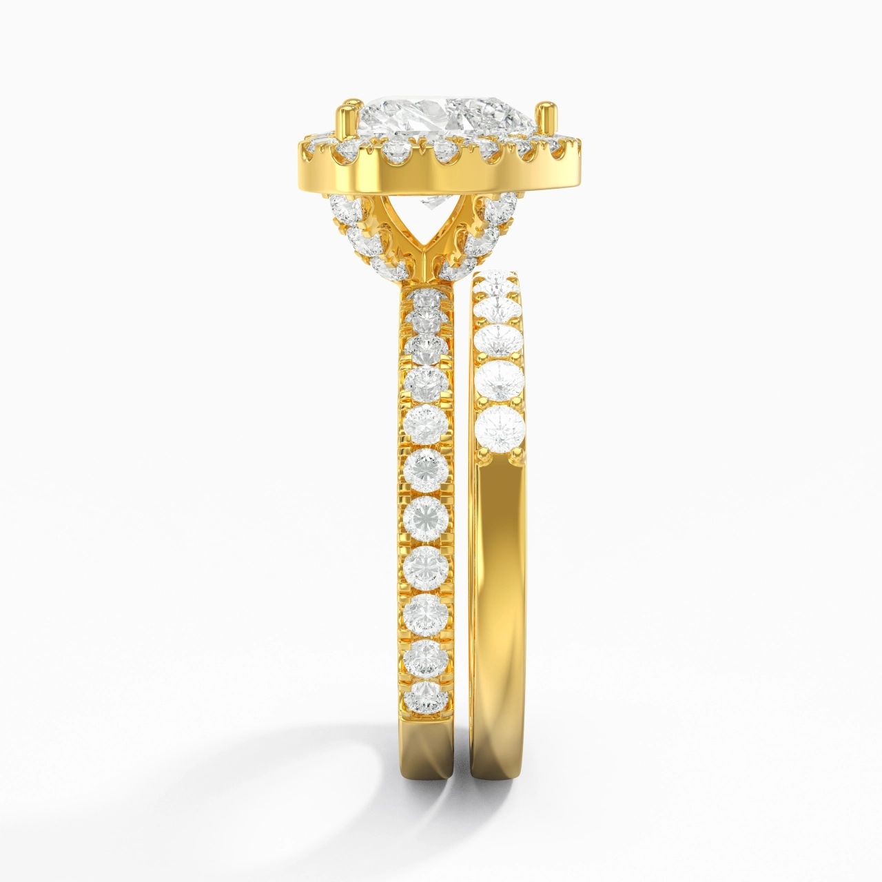 18K Gold Moissanite Wedding Ring Set