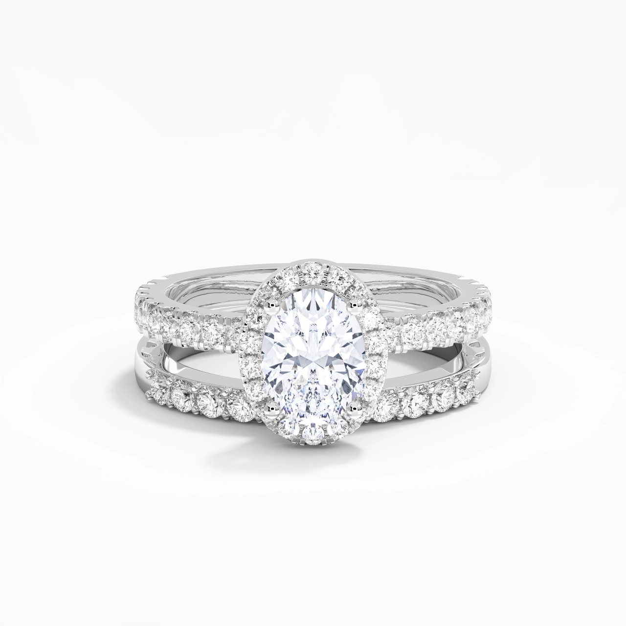 925 Sterling Silver Moissanite Wedding Ring Set