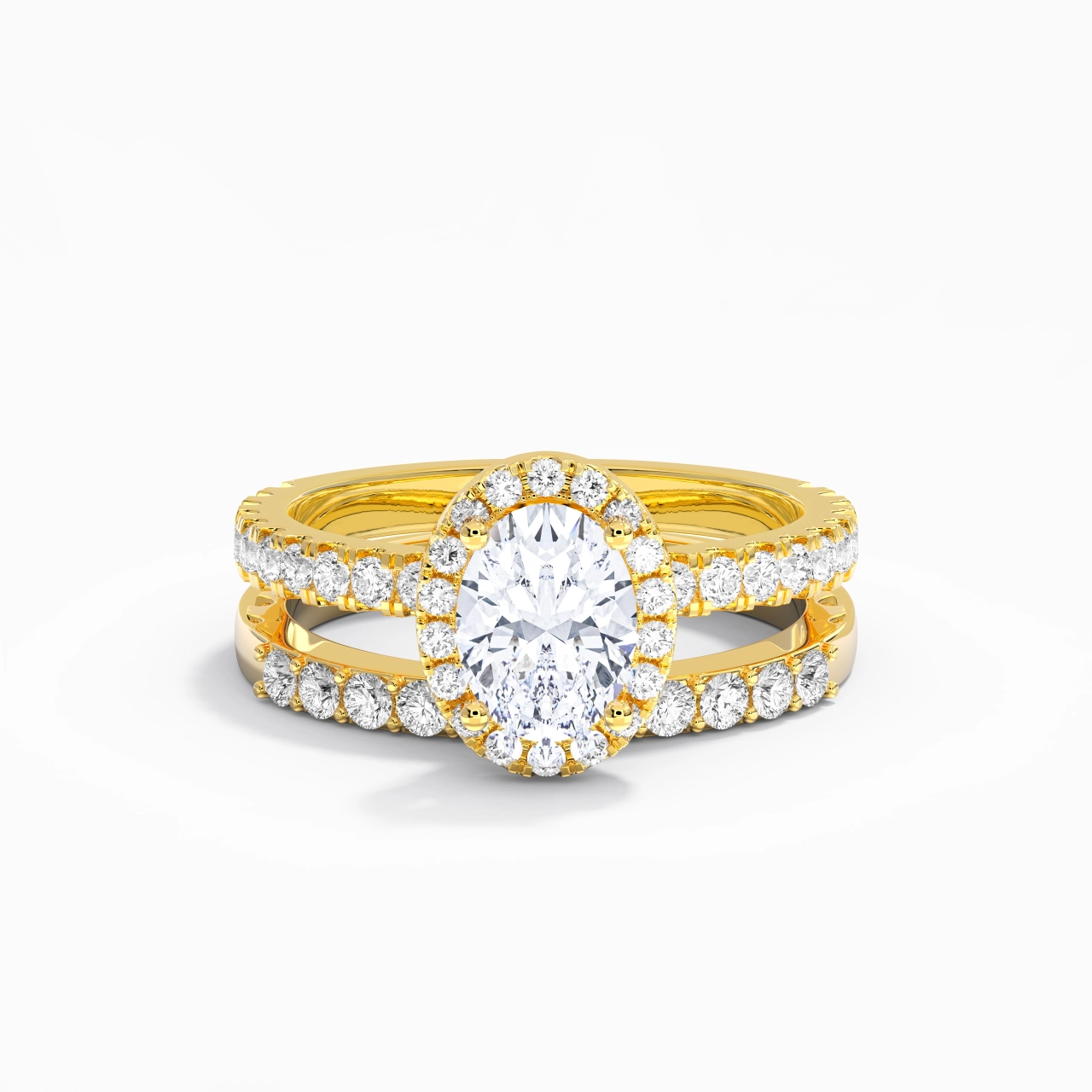 18K Gold Moissanite Wedding Ring Set