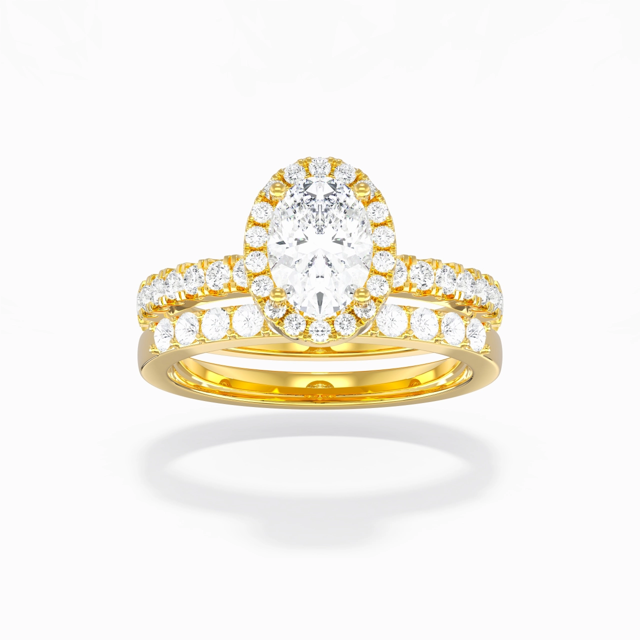 18K Gold Moissanite Wedding Ring Set