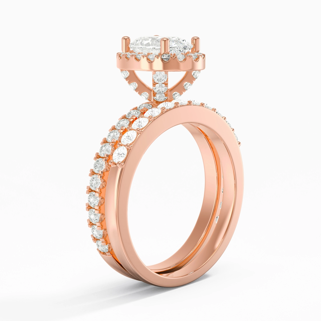 925 Sterling Silver Moissanite Wedding Ring Set