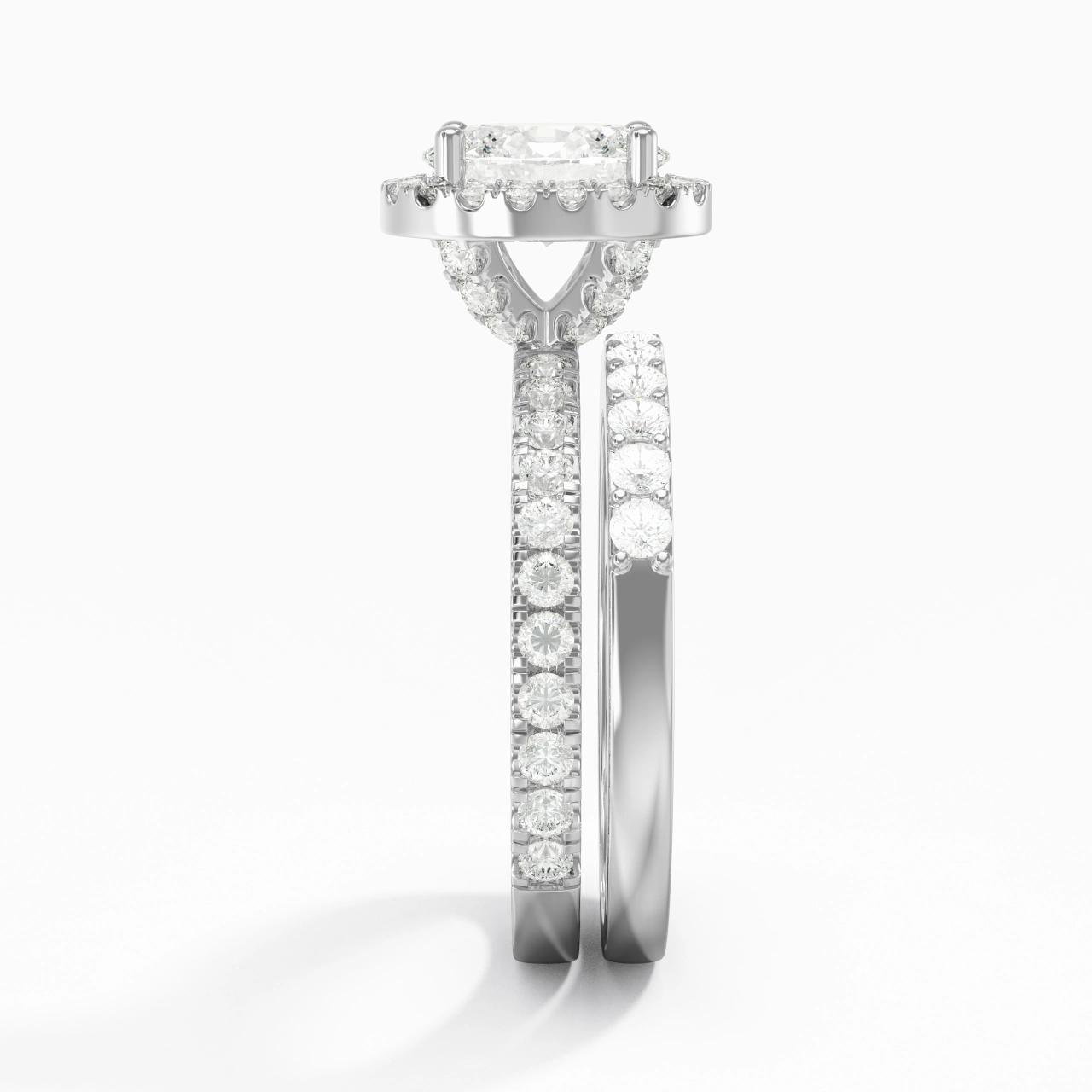 925 Sterling Silver Moissanite Wedding Ring Set