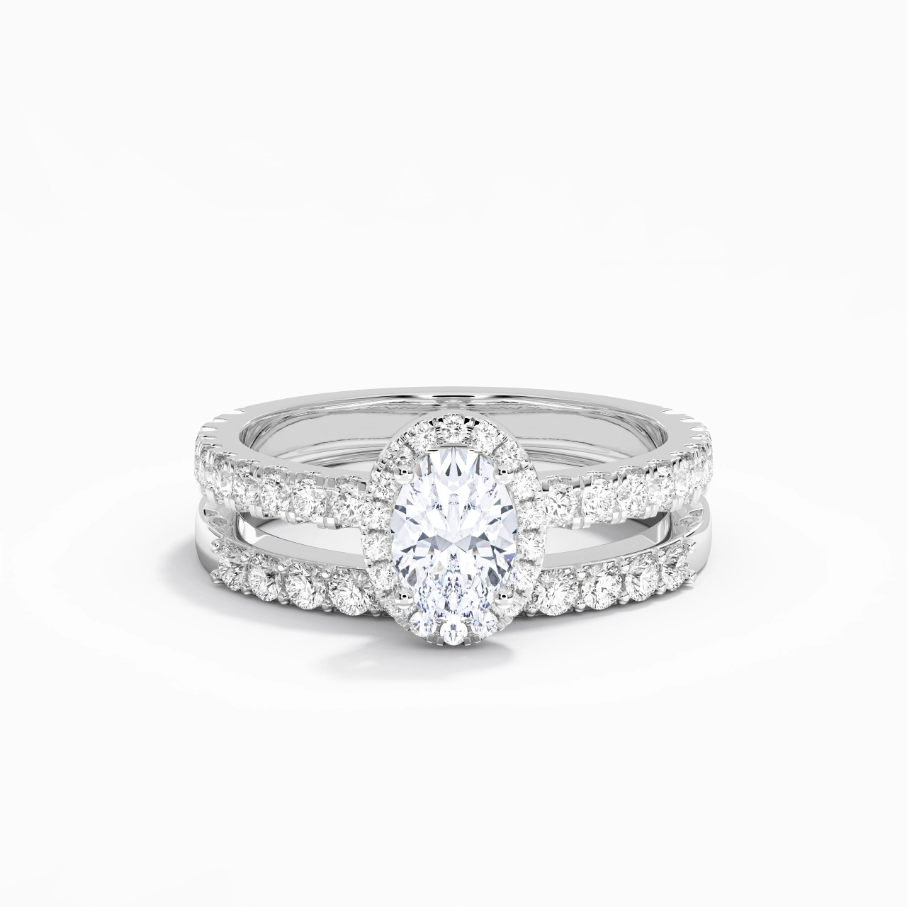 925 Sterling Silver Moissanite Wedding Ring Set