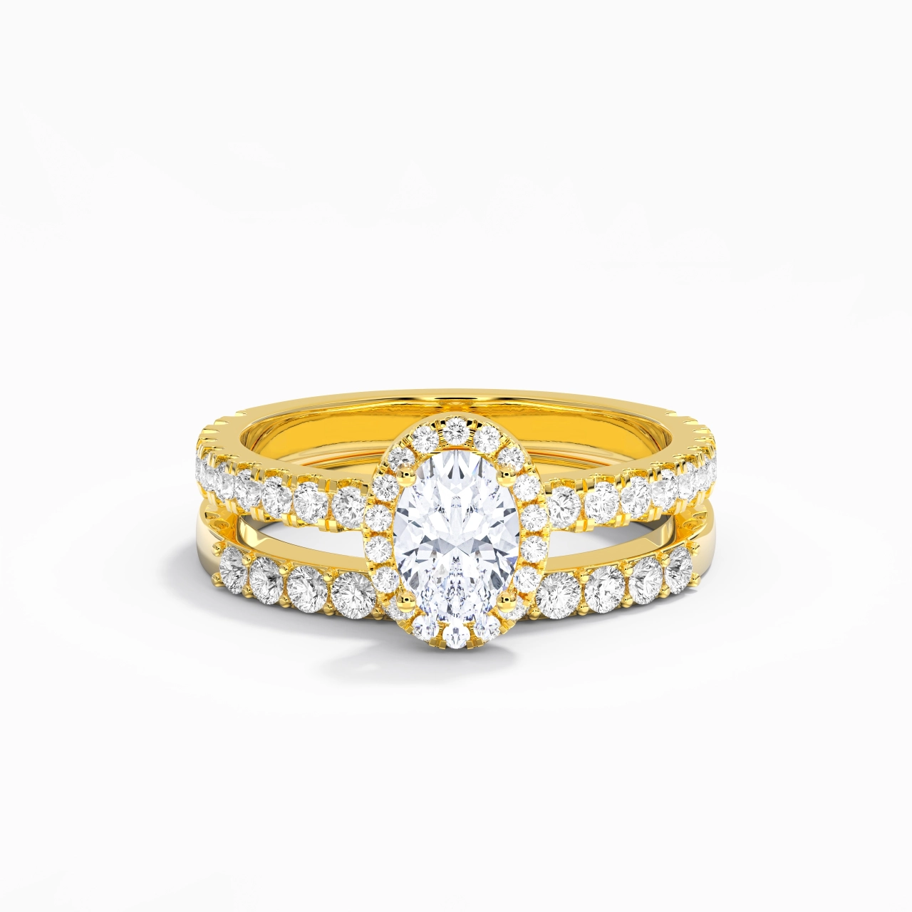 14K Gold Moissanite Wedding Ring Set