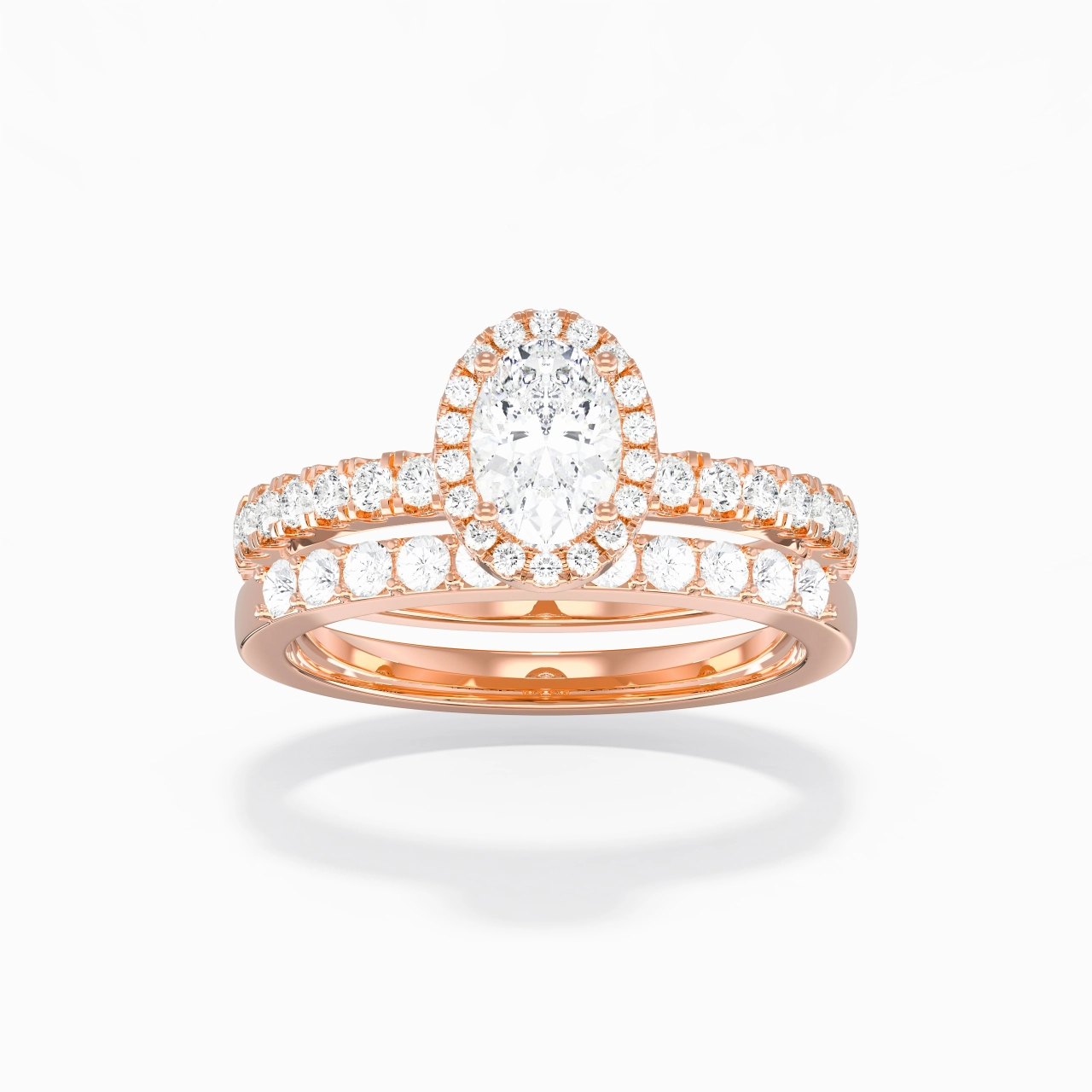 14K Rose Gold Moissanite Wedding Ring Set
