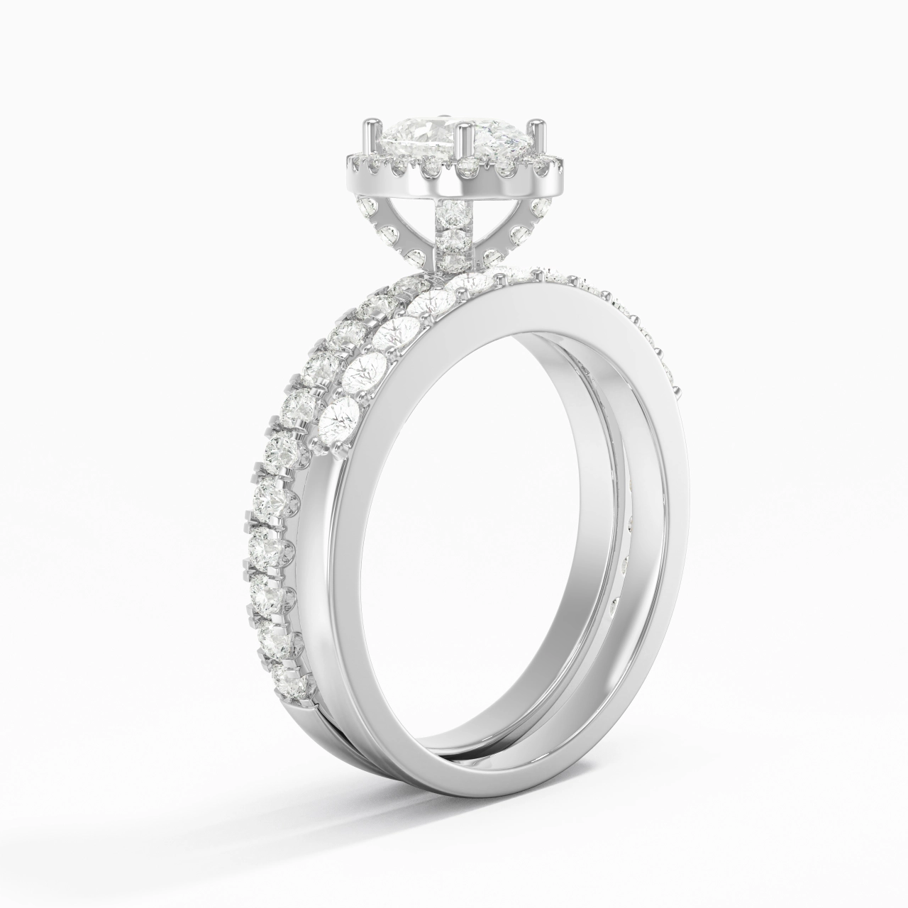 925 Sterling Silver Moissanite Wedding Ring Set