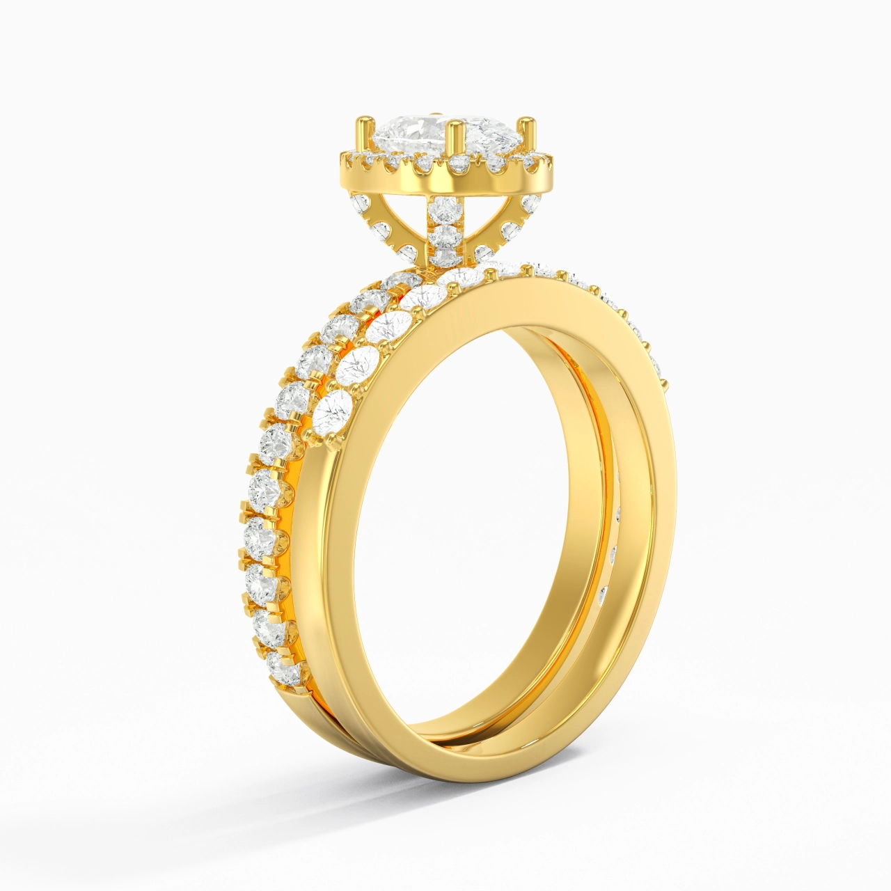 14K Gold Moissanite Wedding Ring Set