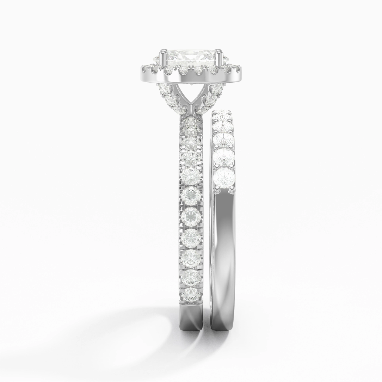 925 Sterling Silver Moissanite Wedding Ring Set