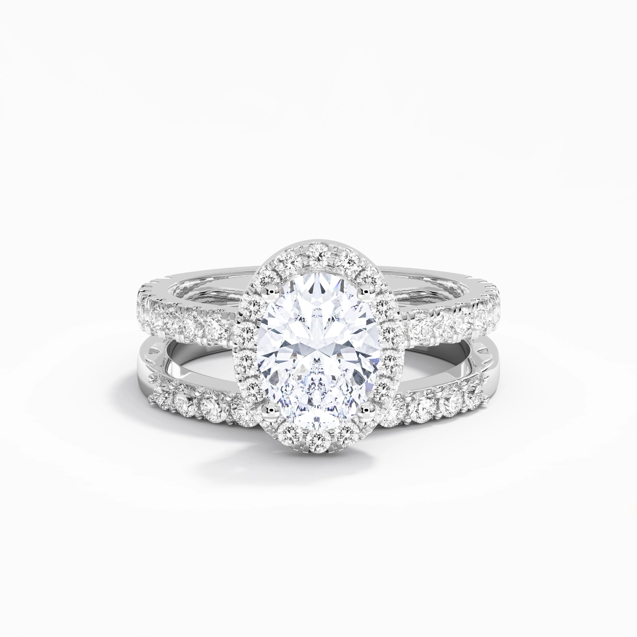 925 Sterling Silver Moissanite Wedding Ring Set