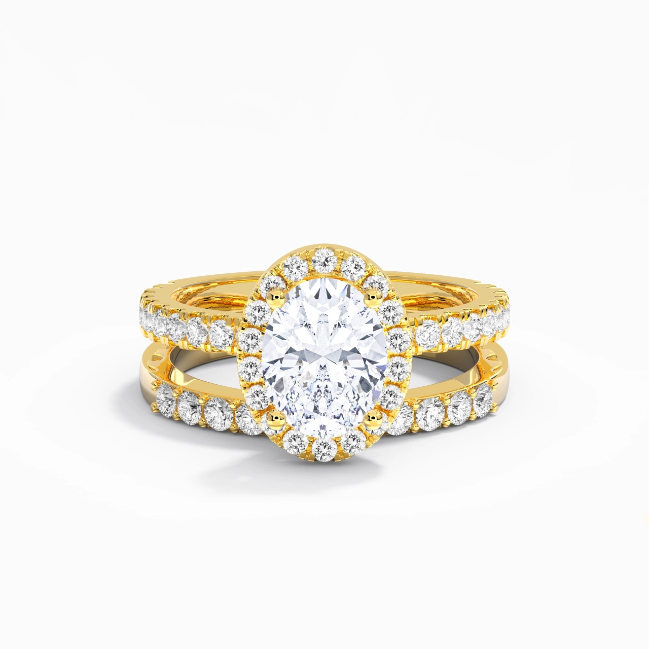 18K Gold Moissanite Wedding Ring Set