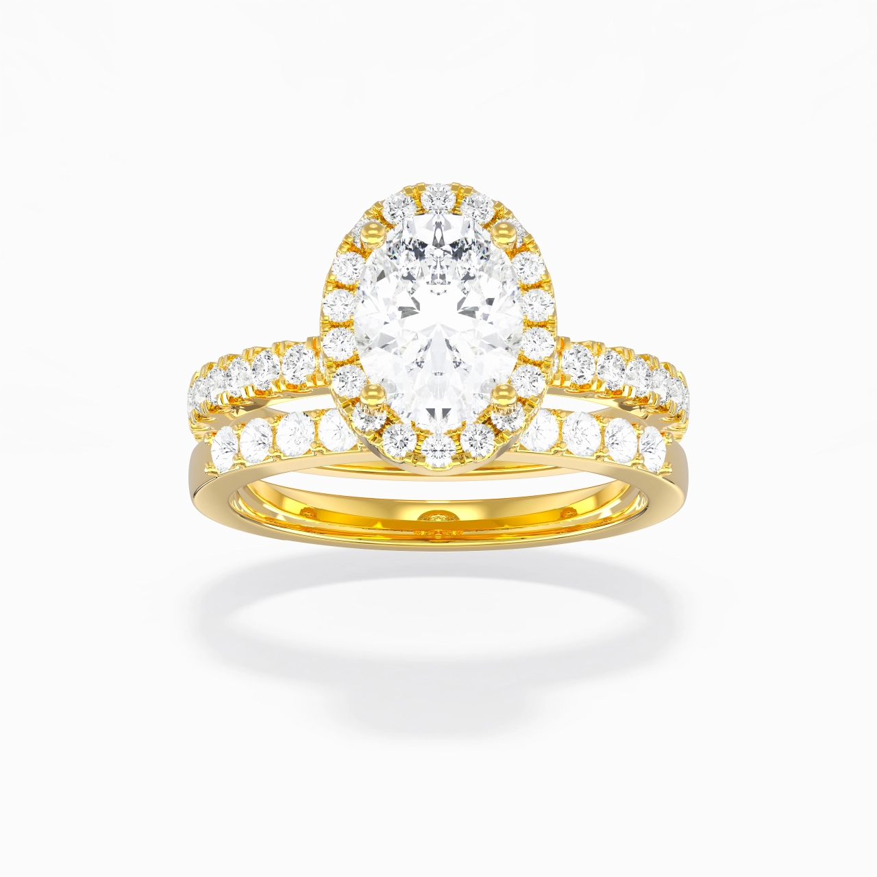 18K Gold Moissanite Wedding Ring Set