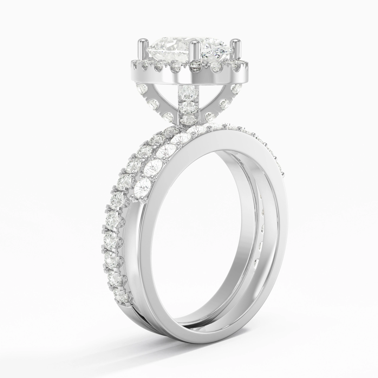 925 Sterling Silver Moissanite Wedding Ring Set