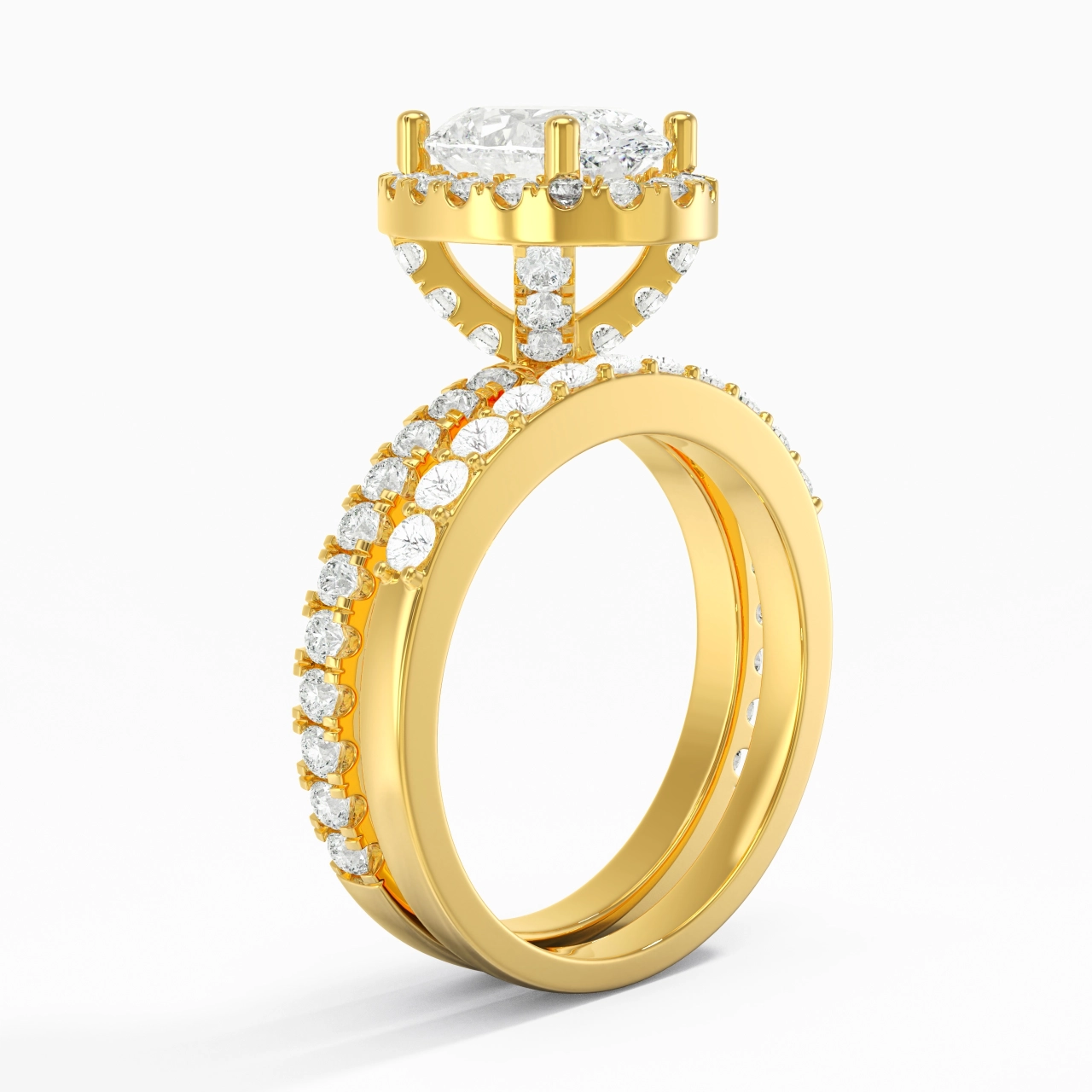 18K Gold Moissanite Wedding Ring Set