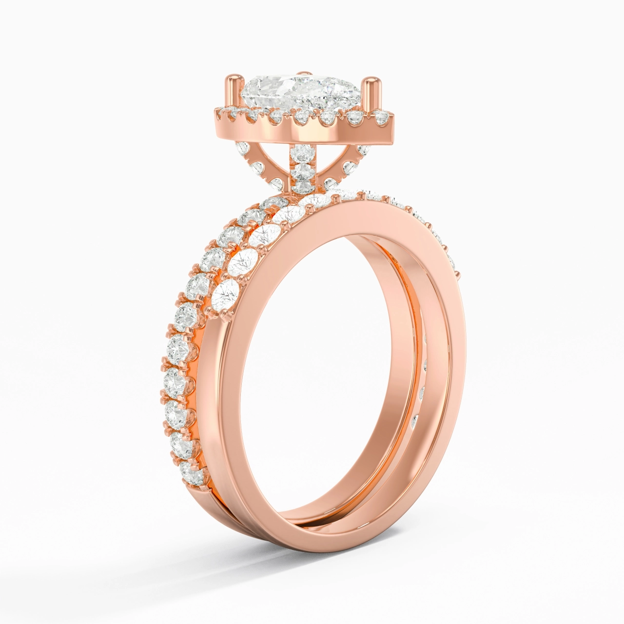 925 Sterling Silver Moissanite Wedding Ring Set