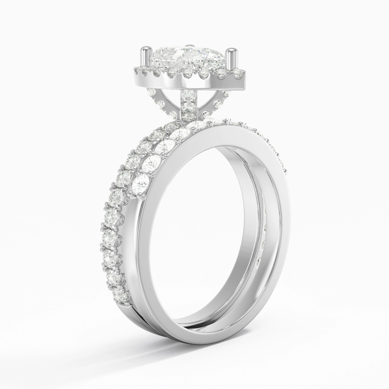 925 Sterling Silver Moissanite Wedding Ring Set