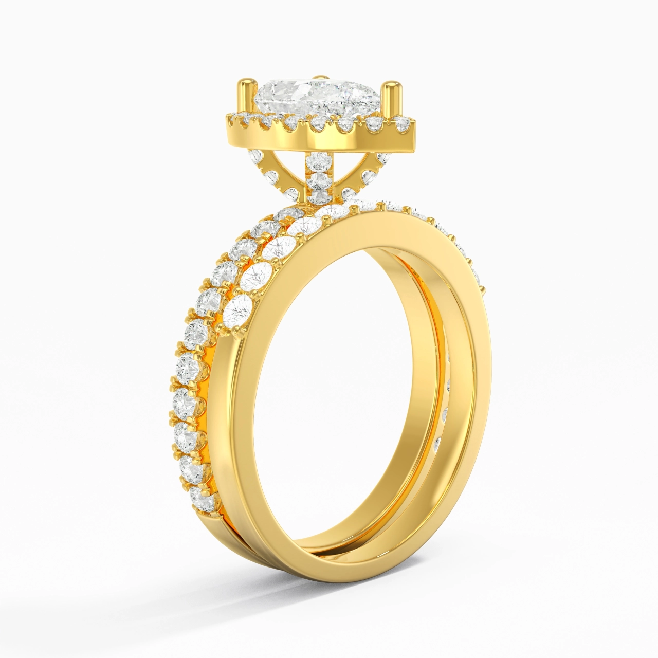 925 Sterling Silver Moissanite Wedding Ring Set