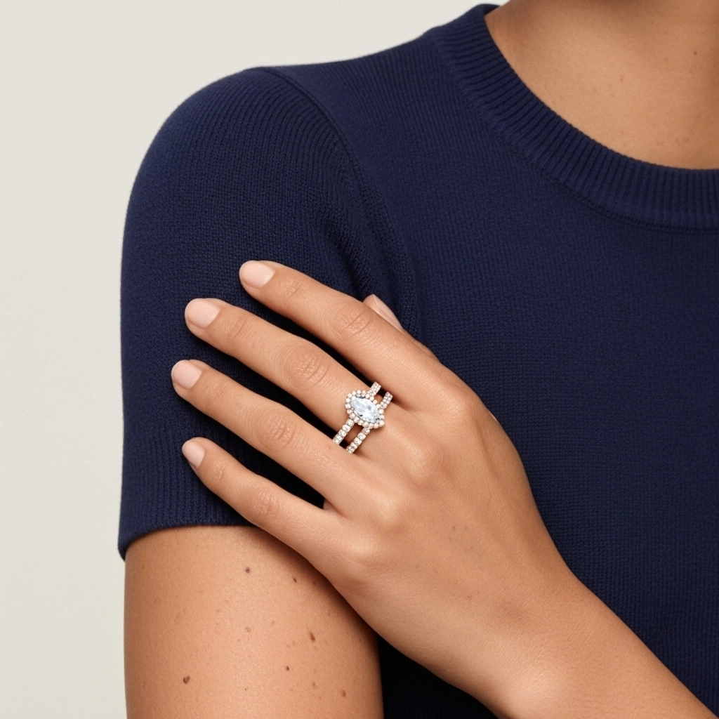 14K Rose Gold Moissanite Wedding Ring Set