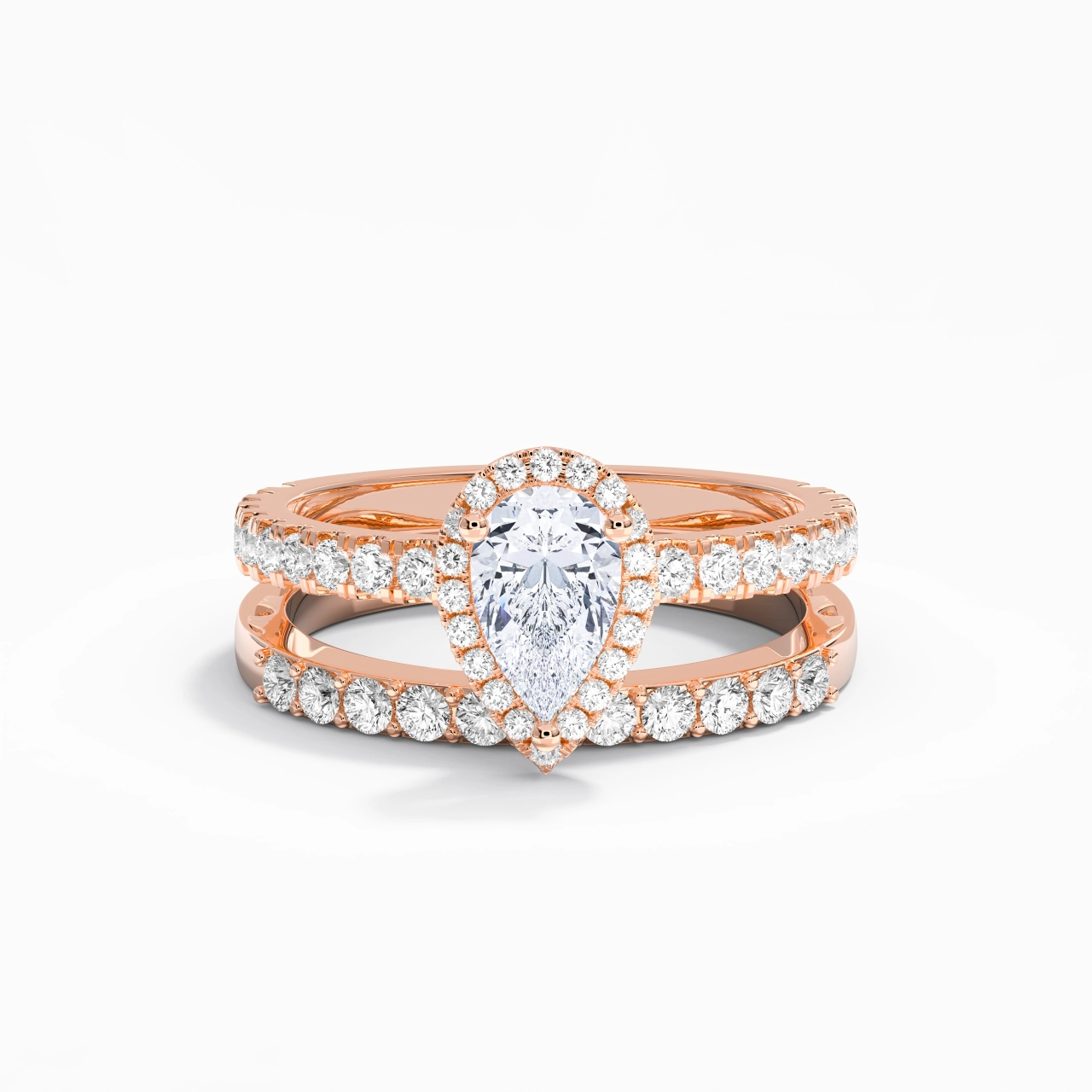14K Rose Gold Moissanite Wedding Ring Set